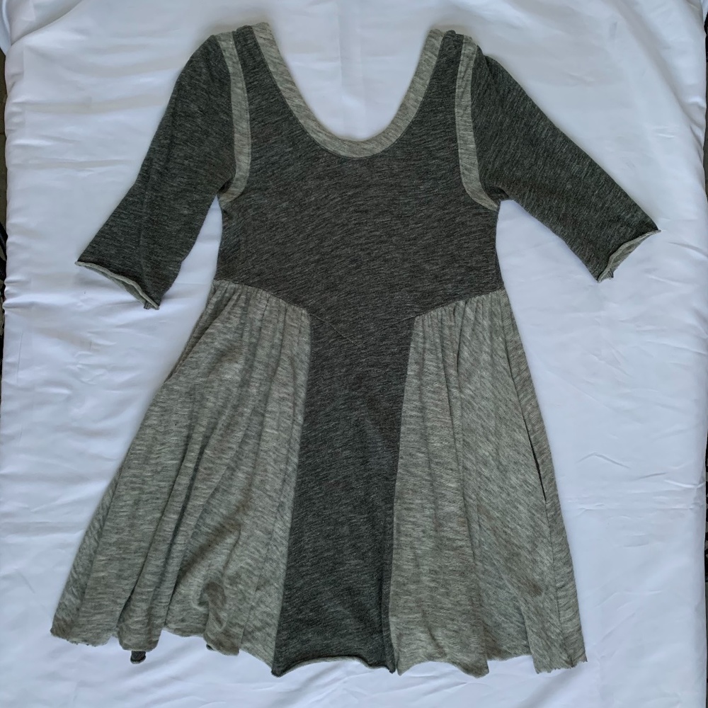 Free People Beach - Grey Knit Babydoll Tunic Top